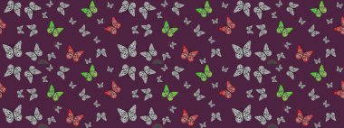 Kahverengi renklerin çizimi. Güzel bir kumaş tasarımı. Raster Kelebekleri deseni. Soyut çizim arkaplanı.
