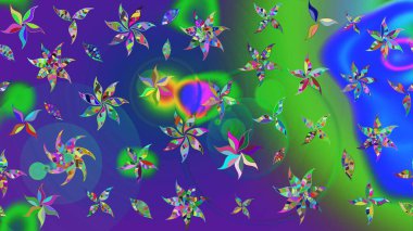 Raster illüstrasyonu. Çiçekli, yapraklı, çiçek desenli eskiz. El çizimi.