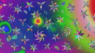 Yeşil renkli Asya tekstili. Raster illüstrasyonu. Çiçek desenini çiz.