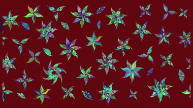Kırmızı renkte çiçekler. Çiçek desenli çizim. Asya tekstil tarzında. Raster illüstrasyonu. Raster illüstrasyonu.