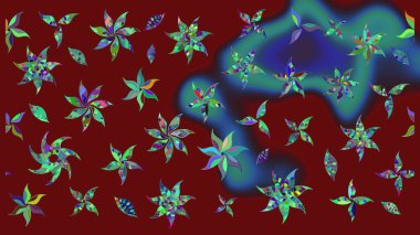 Kırmızı renkte çiçekler. Raster düz çiçek çizim deseni. Tasarım hediye paketi, tebrik kartları, posterler ve afiş tasarımı.