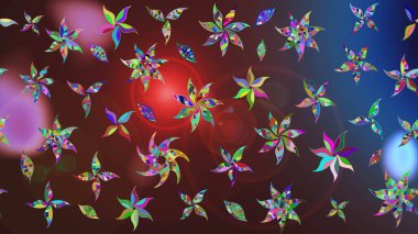 Raster illüstrasyonundaki çiçek desenli çizim. Kahverengi renkte çiçekler.