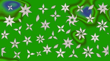 Yeşil renkli yeşil papatya deseni. Yeşil renklerde. Raster illüstrasyonu.