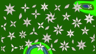 Yeşil renkli çiçekler. Renkli Bahar temalı eskiz kalıbı. Düz Çiçek Elementleri Tasarım Raster illüstrasyonu. Çiçekli çiçek deseni, suluboya..