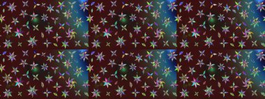 Çiçek desenli çizim. Raster illüstrasyonu. Asya tekstil tarzında. Kahverengi renkli çiçekler. Raster illüstrasyonu.