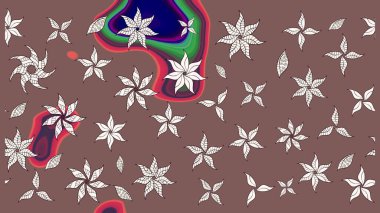 Kahverengi renkli çiçekler. Renkli Bahar temalı eskiz kalıbı. Düz Çiçek Elementleri Tasarım Raster illüstrasyonu. Çiçekli çiçek deseni, suluboya..