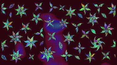 Raster Çiçek İllüstrasyonu 'nun şirin tekstili. Kahverengi renkli etnik çiçeklerle zarif bir eskiz deseni..