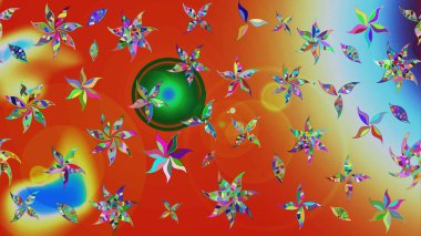 Moda baskıları için zarif bir şablon. Halk tarzı. Modern çiçek arkaplanı. Parlak renkli çiçekleri ve turuncu yaprakları olan harika bir çiçek deseni..