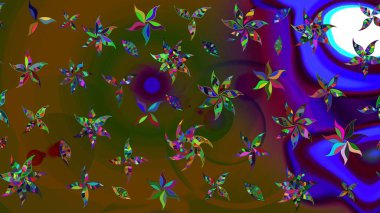 Kahverengi renkte sevimli çiçekler. Küçük çiçekli basit bir çiçek çizimi. Raster illüstrasyonu. Moda baskısı, albüm, ambalaj kağıdı, duvar kağıdı için zarif dekoratif süslemeler..