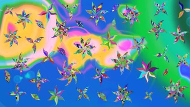 Tomurcukları papatya çiçekleri olan sevimli bir çiçek deseni. Eski usul. Eskiz geçmişi. Raster illüstrasyonu. Kumaş, tekstil, duvar kağıdı baskısı için. Miles Fleur, dandik süs.