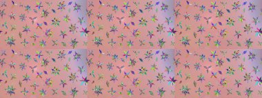 Sevimli çiçek raster deseni. Tarafsız renklerde çiçekler. Renkli Yaz Temalı eskiz kalıbı. Düz Çiçek Elementleri Tasarımı.