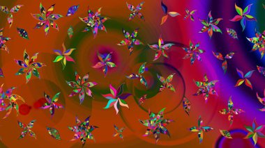 El çizimi. Çiçekli eskiz deseni. Suluboya çizimi. Kahverengi renkte çiçekler.