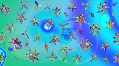 Robot resim. Şirin çiçek elementleri. Mavi renkli çiçekler. Raster illüstrasyonu.