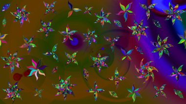 Soyut çiçek çizim kalıbı arka planı. Kahverengi renklerde. Küçük çiçekteki sevimli çiçek deseni. Raster deseni. Raster illüstrasyonu.