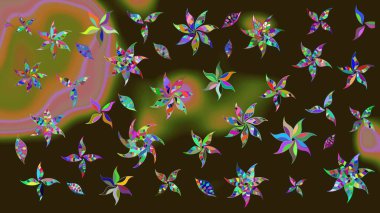 Hediye ambalaj kağıdı, tebrik kartları, posterler ve pankart tasarımı. Raster düz çiçek çizim deseni. Kahverengi renkte çiçekler.