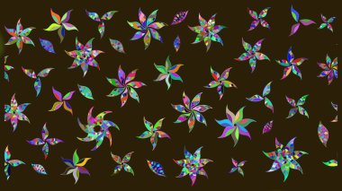 Raster çiçek desenleri çiziyor. Vadinin çiçekleri kahverengi renklerde.