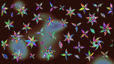 Düz Çiçek Elementleri Tasarımı. Raster illüstrasyonu. Renkli Bahar Teması eskiz kalıbı. Güzel kumaş deseni. Zentangle soyut çiçekleri. Çiçek tozu..