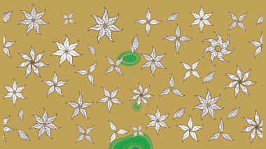 Raster illüstrasyonu. Sarı renkli şirin tekstil tarzında. Çiçek arkaplan. Renkli çizim kalıbı. Çiçek duvar kağıdı.