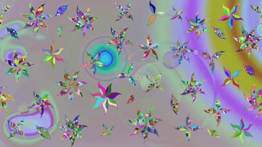 Renkli Bahar Teması eskiz kalıbı. Düz Çiçek Elementleri Tasarımı. Raster illüstrasyonu. Şirin çiçek elementleri. Çizim deseni Modaya uygun kumaş deseni.