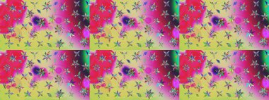 Desen, çizim, çiçek sınırı. Raster illüstrasyonu. Güzel, parlak, pürüzsüz kumaş, tuval. Eski moda arka plan. Kıvırcık, parlak örgü. Çiçeklerin çelengi.