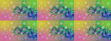 El çizimi. Raster illüstrasyonu. Çiçekli, yapraklı, çiçek desenli çizim..