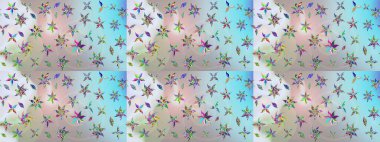 Tekstil veya kitap kapakları, imalat, duvar kağıtları, baskı, hediye paketi ve yapıştırma kitabı için çiçek eskizi geçmişi. Küçük çaplı çiçeklerdeki basit şirin desenler. Raster illüstrasyonu.