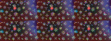 Raster düz çiçek çizim deseni. Mor renkli çiçekler. Tasarım hediye paketi, tebrik kartları, posterler ve afiş tasarımı.