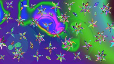 Çiçekli eskiz çizimi. Yeşil renkli çiçekler. Düz Çiçek Elementleri Tasarımı. Renkli Yaz Teması çizim şablonu.