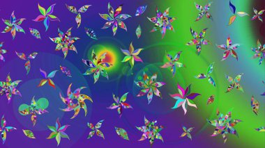 Raster illüstrasyonu. Suluboya çiçekli çiçek deseni. Yeşil renkte güzel tekstil.