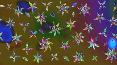 Yeşil renkli etnik çiçeklerle süslenmiş zarif bir eskiz şekli. Asya Tekstil 'inde Raster Çiçek İllüstrasyonu.