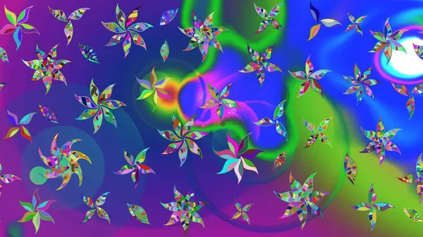 Mavi renklerde. Taslak dekoratif arka plan, çiçek mandala. Raster illüstrasyonu. Çiçek..