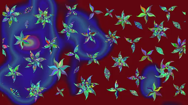 Kırmızı renkte manzaralı çiçek deseni. Sevgililer günü ve tebrik kartı konsepti için şık bir davetiye. Üst manzara, yumuşak stil. Çiçek kompozisyonu, el boyası, hassas şablon..