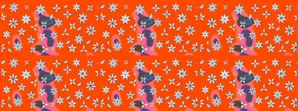 Çiçekli eskiz arkaplanı. Çocuk stili. Renkli Bahar Teması eskiz kalıbı. Düz Çiçek Elementleri Tasarımı.