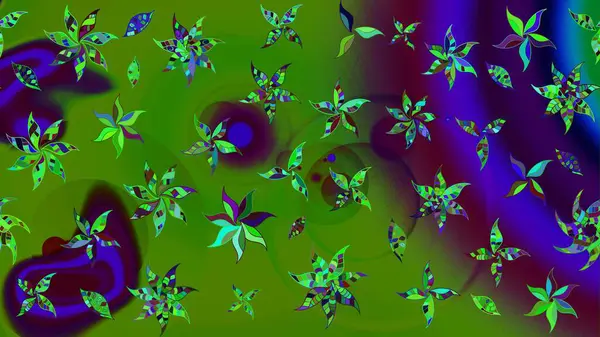 Yeşil renkli çiçekler. Elle çizilmiş sonbahar çiçeği deseni. Tekstil ve kapak tasarımı için mükemmel. Renkli yeşil çizim kalıbı. Doodle tarzı.