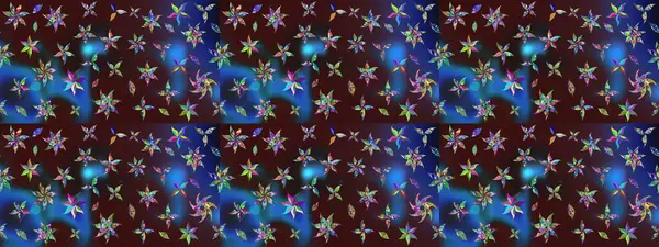 Parlak çiçekli kolaj çiçekleri kahverengi. Çiçek tasarımı için inanılmaz bir kolaj cenneti tarzı. Çiçekli zambaklar eskiz arka planı.