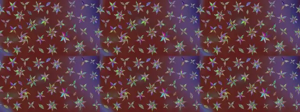 Raster illüstrasyonundaki çiçek desenli çizim. Kahverengi renkli çiçekler. Düz Çiçek Elementleri Tasarımı. Renkli Bahar Teması çizim şablonu.