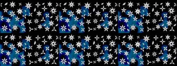 Çiçek desenli çizim. Raster illüstrasyonu. Siyah renklerde Asya tekstili.