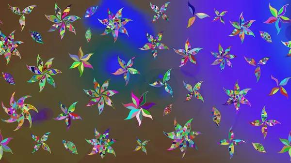 Raster Illustrasyon 'daki Çiçek Deseni' nin son moda çizimi. Renkli Yaz Temalı eskiz kalıbı. Düz Çiçek Elementleri Tasarımı. Güzel kumaş deseni.