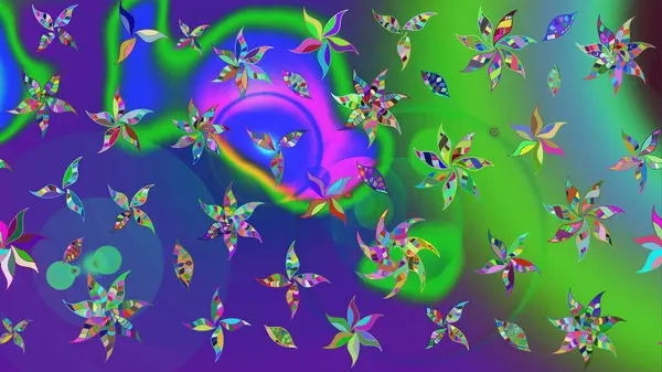 Çiçekli eskiz çizimi. Yeşil renkli çiçekler. Düz Çiçek Elementleri Tasarımı. Renkli Yaz Teması çizim şablonu.