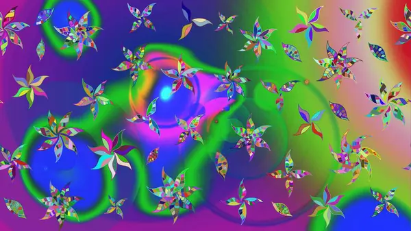 Yumuşak, yeşil renkli yaz çiçekleri. Raster illüstrasyonu. Raster deseni. Küçük çiçekte sevimli çiçek deseni var..