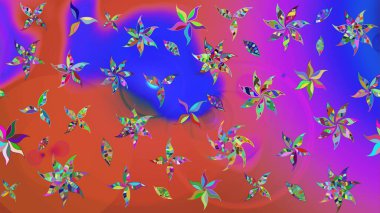 Çiçekli karalama şeklinde Raster çiçek deseni. Mor renkli çiçekler. Yumuşak, yaz çiçekli arka plan.