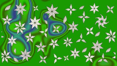 Şatafatlı bahar bahçesi dokusu. Raster illüstrasyonu. Yeşil renkli çiçekler. Çiçek deseni. Yeşil renkte çiçek çizimi.
