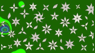 Yeşil renkli çiçekler. Düz Çiçek Elementleri Tasarımı. Çiçekli çizim şekli. Renkli Bahar Teması çizim şablonu.