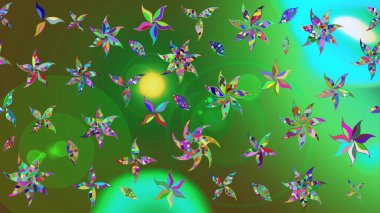 Miles Fleur, süslü püslü bir süs. Raster illüstrasyonu. Eski usul. Eskiz geçmişi. Kumaş, tekstil, duvar kağıdı baskısı için. Tomurcukları papatya çiçekleri olan sevimli bir çiçek deseni..