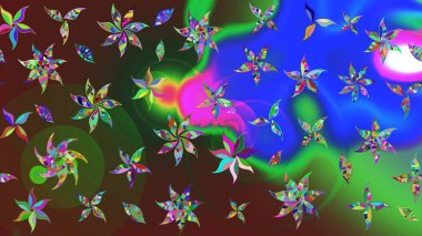 Çiçekler suluboya eskiz deseni. Raster Stili kumaş deseni.