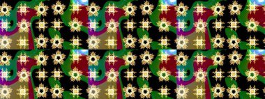 Yüzey için tekrarlanan doku, ambalaj kağıdı, siyah, yeşil ve kırmızı renkte kar tanesi. Kış kar taneleri, raster arka plan.