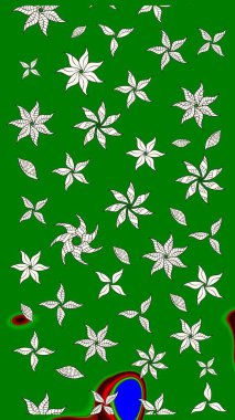 Bahar mevsimi. Raster güzel bir çiçek deseni çizmiş. Nazik romantik baskı. Tatil havası. Yeşil renkte çiçekler.