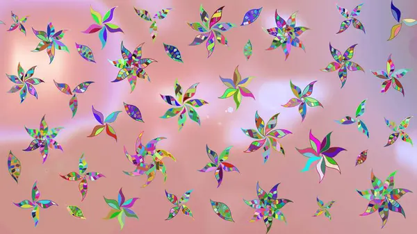 Tarafsız renklerde çiçekler. Raster illüstrasyonundaki çiçek desenli çizim. Düz Çiçek Elementleri Tasarımı. Renkli Yaz Teması çizim şablonu.