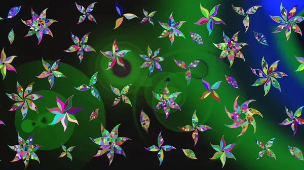 Raster Güzel kumaş deseni. Raster suluboya deseni, narin çiçekler, yeşil çiçekler, tebrik kartı şablonu..