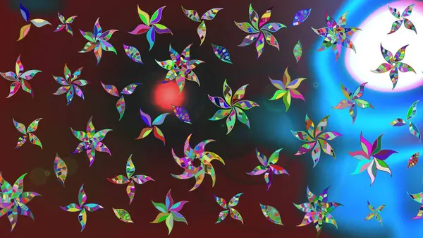 Düz Çiçek Elementleri Tasarım Raster illüstrasyonu. Çiçekli çiçek deseni, suluboya. Mor renkli çiçekler. Renkli Bahar Teması Eskiz Şablonu.